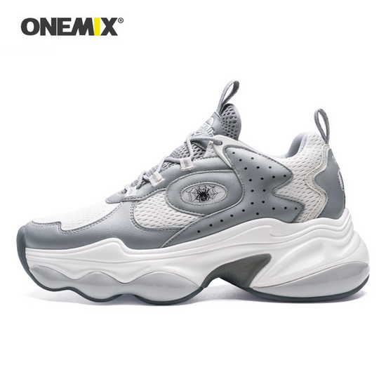 Gray/White Spider Sneakers ONEMIX Comfortable Men's Shoes
