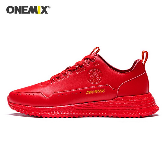 Red Wonder Shoes ONEMIX Lifestyle Men's Leather Sneakers - Click Image to Close