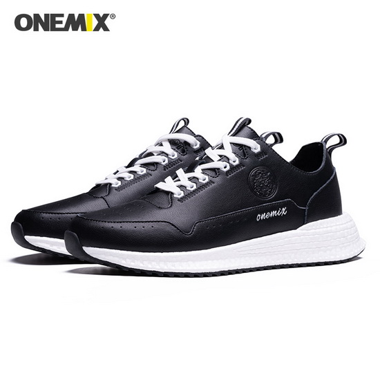 Black Wonder Sneakers ONEMIX Running Men's Leather Shoes - Click Image to Close