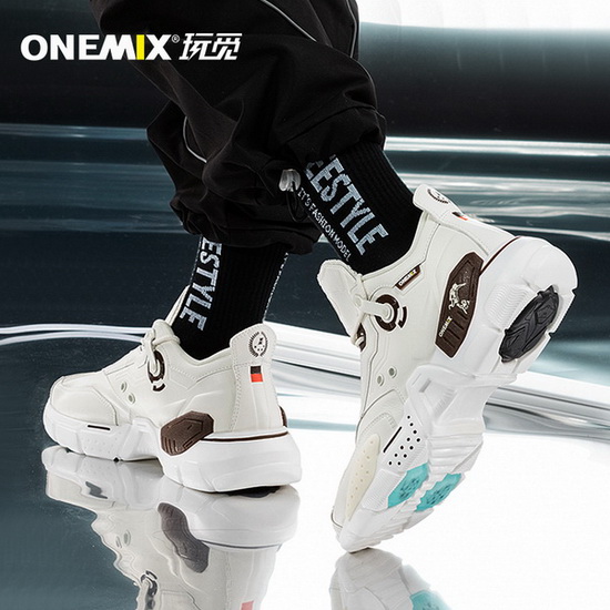 White/Brown Astros Women's Shoes ONEMIX Sport Men's Sneakers