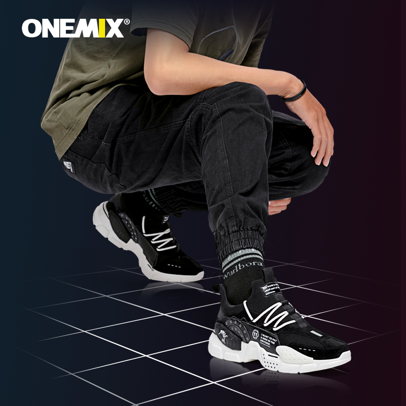 Black/White Odyssey Men's Shoes ONEMIX Women's Walking Sneakers - Click Image to Close