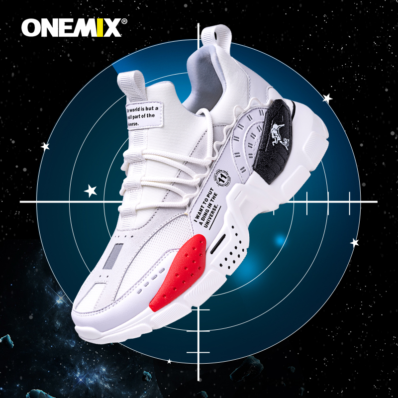 White/Red Odyssey Shoes ONEMIX Retro Men's Breathable Sneakers - Click Image to Close