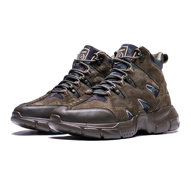 Dark Green Tornado Leather Boots ONEMIX Men's High Top Shoes - Click Image to Close