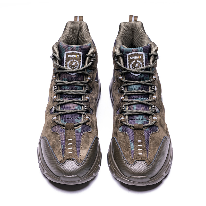 Dark Green Tornado Leather Boots ONEMIX Men's High Top Shoes