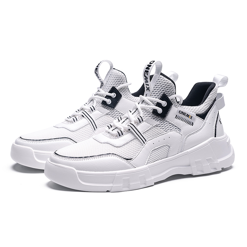 White/Black Chunky Walking Shoes ONEMIX Men's Lifestyle Sneakers
