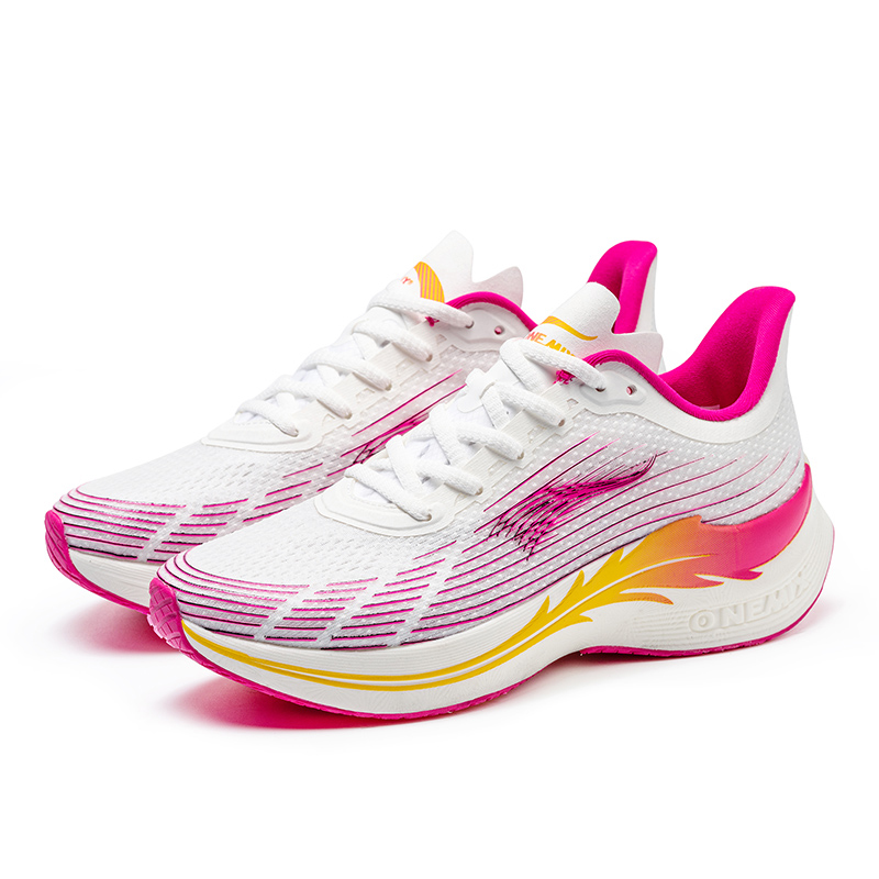 Peach/White Lightning Sneakers ONEMIX Women's Workout Shoes - Click Image to Close
