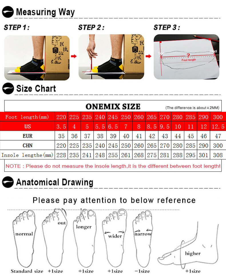 ONEMIX Shoes Size