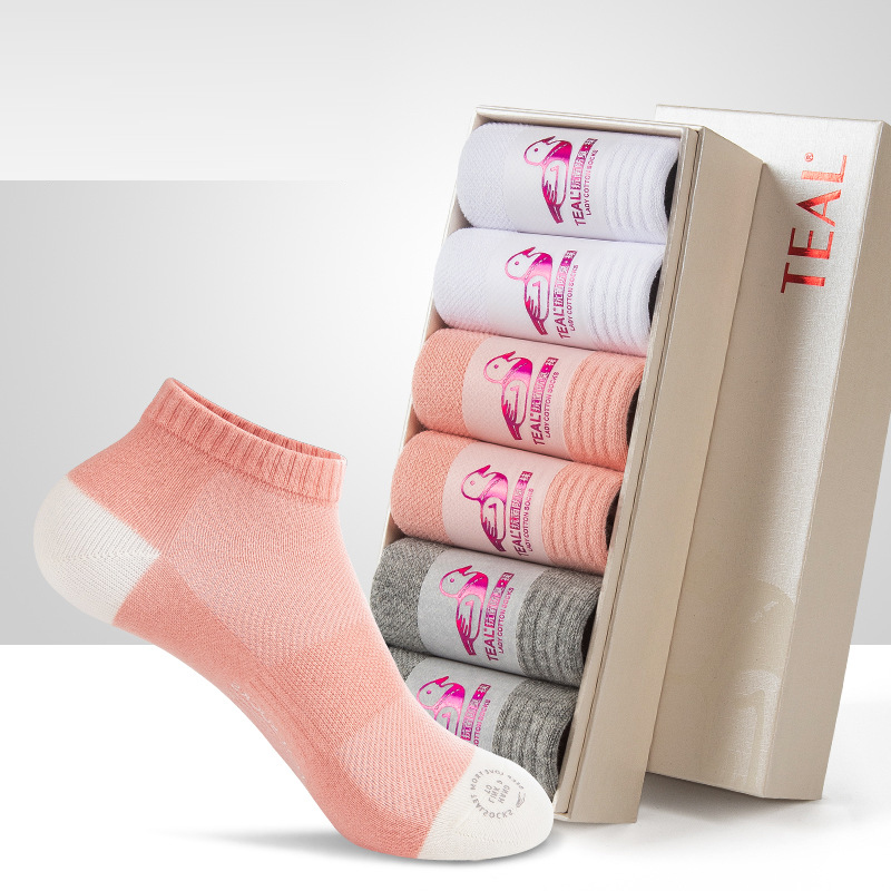 Summer Breathable Soft Running Cotton Socks For Women 6 Pairs Cute