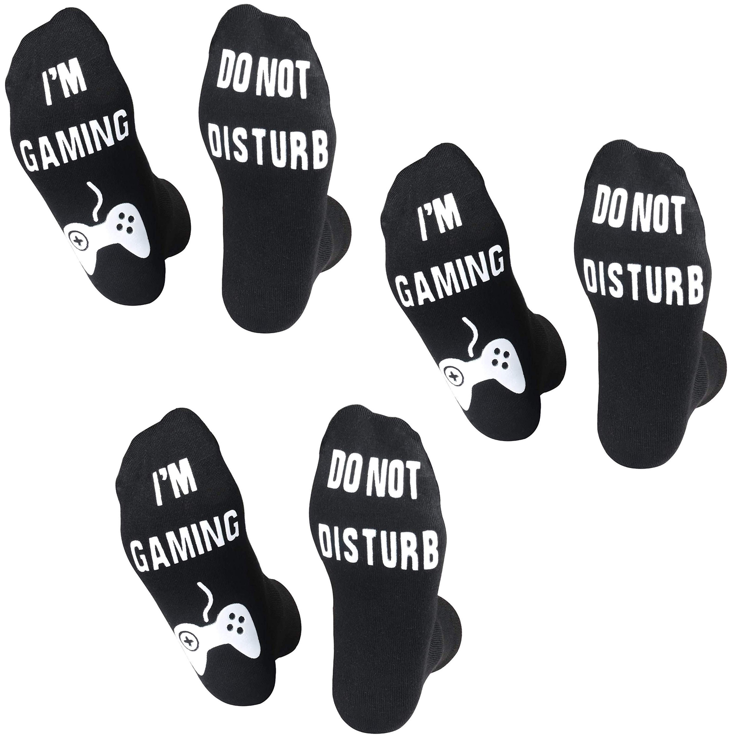 Do Not Disturb I'm Gaming Funny Novelty Cotton Socks for Gamer 3 Pairs