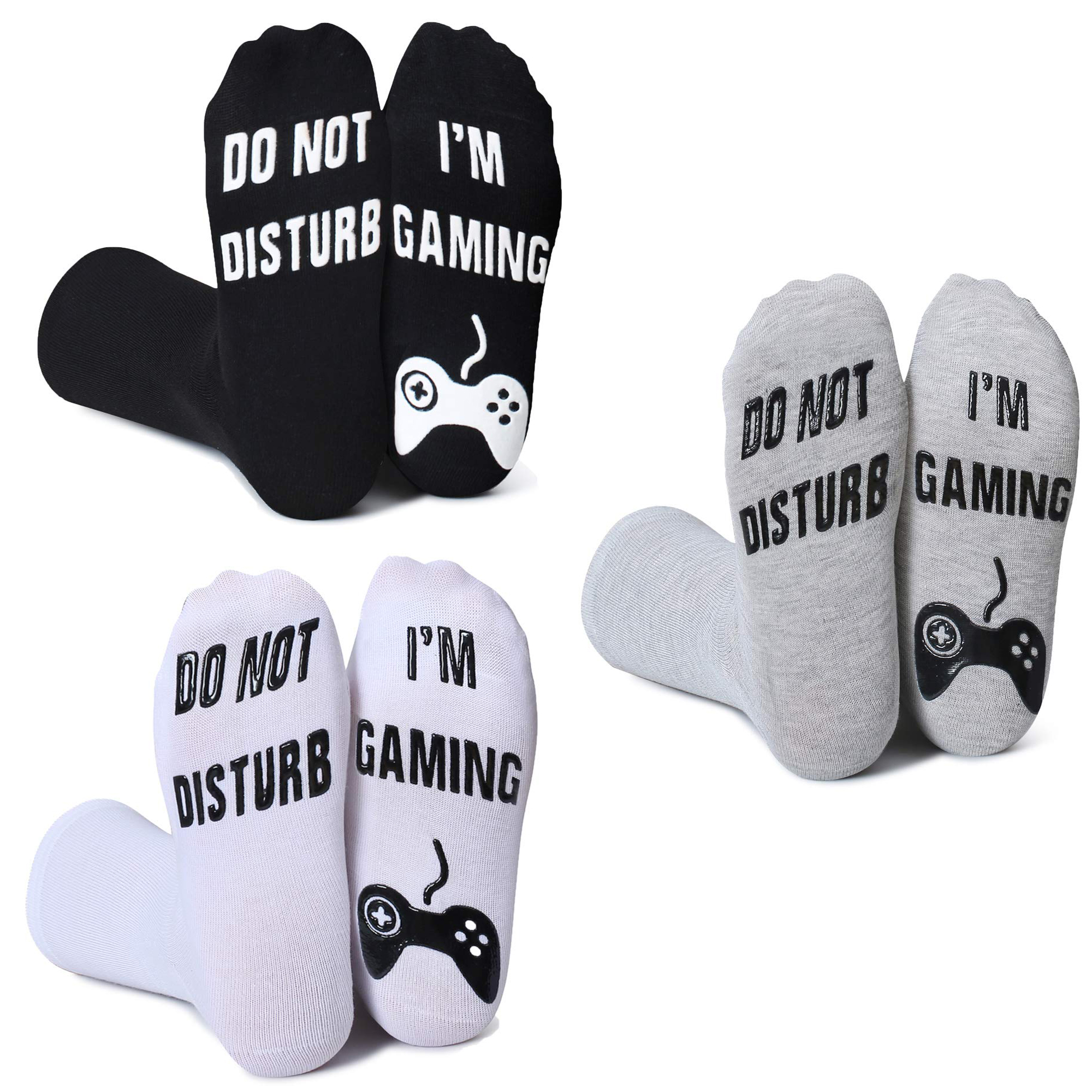Do Not Disturb I'm Gaming Socks Cotton Novelty Funny for Gamer 3 Pairs