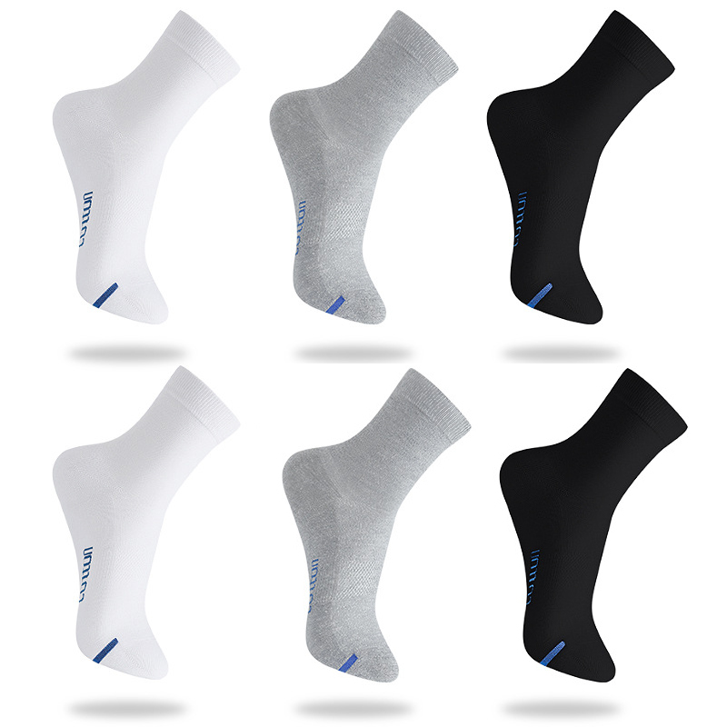 White/Gray/Black Men's 6 Pairs Comfy Cotton Casual Socks